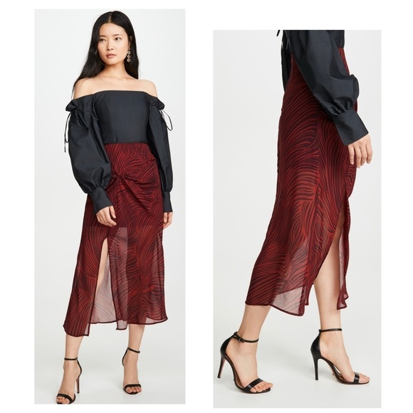 The Fifth Label Region Chiffon Twisted Front Hi Low Animal Print MIDI Skirt XS - Picture 4 of 7